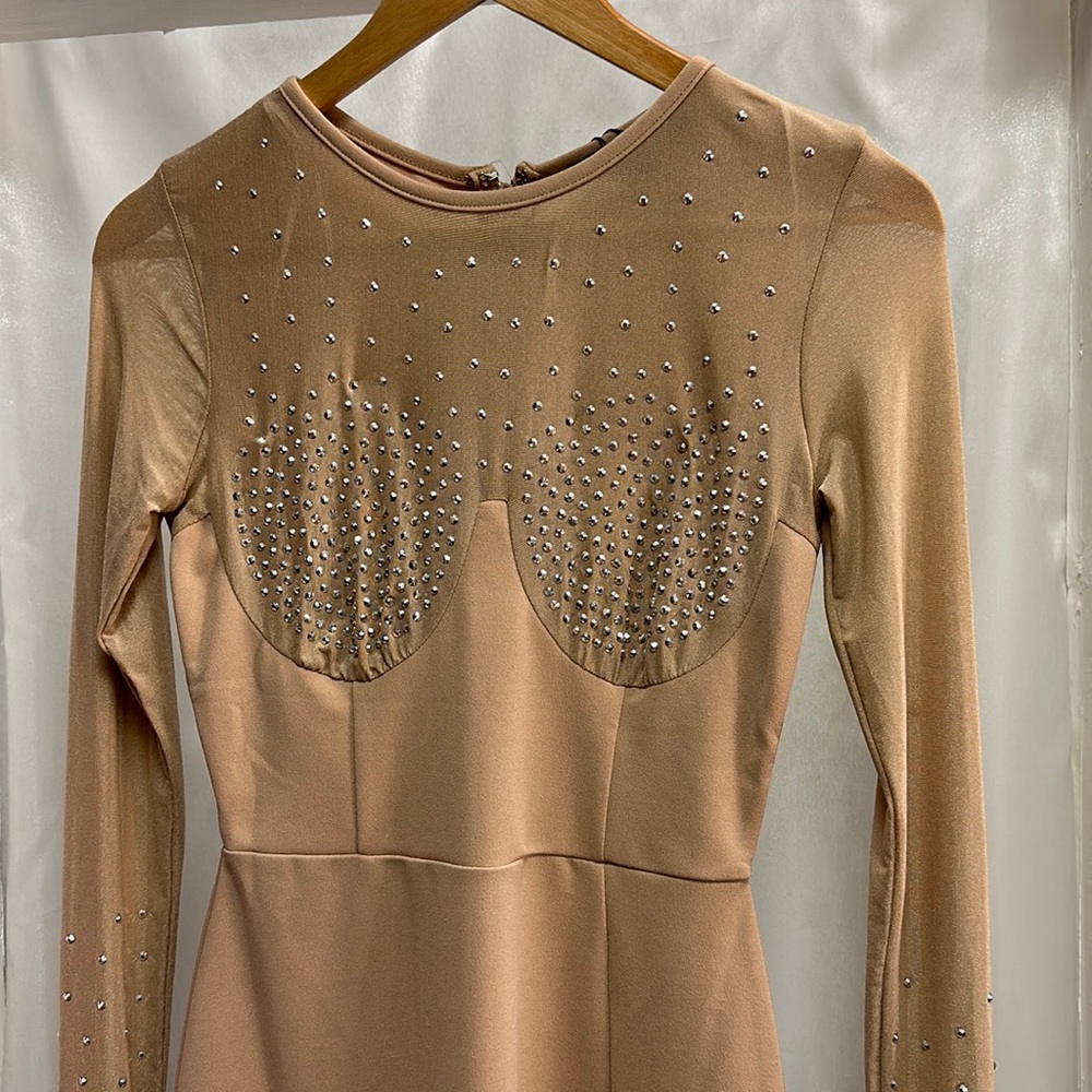 New w/o tags Nude Rhinestone Dress - Small